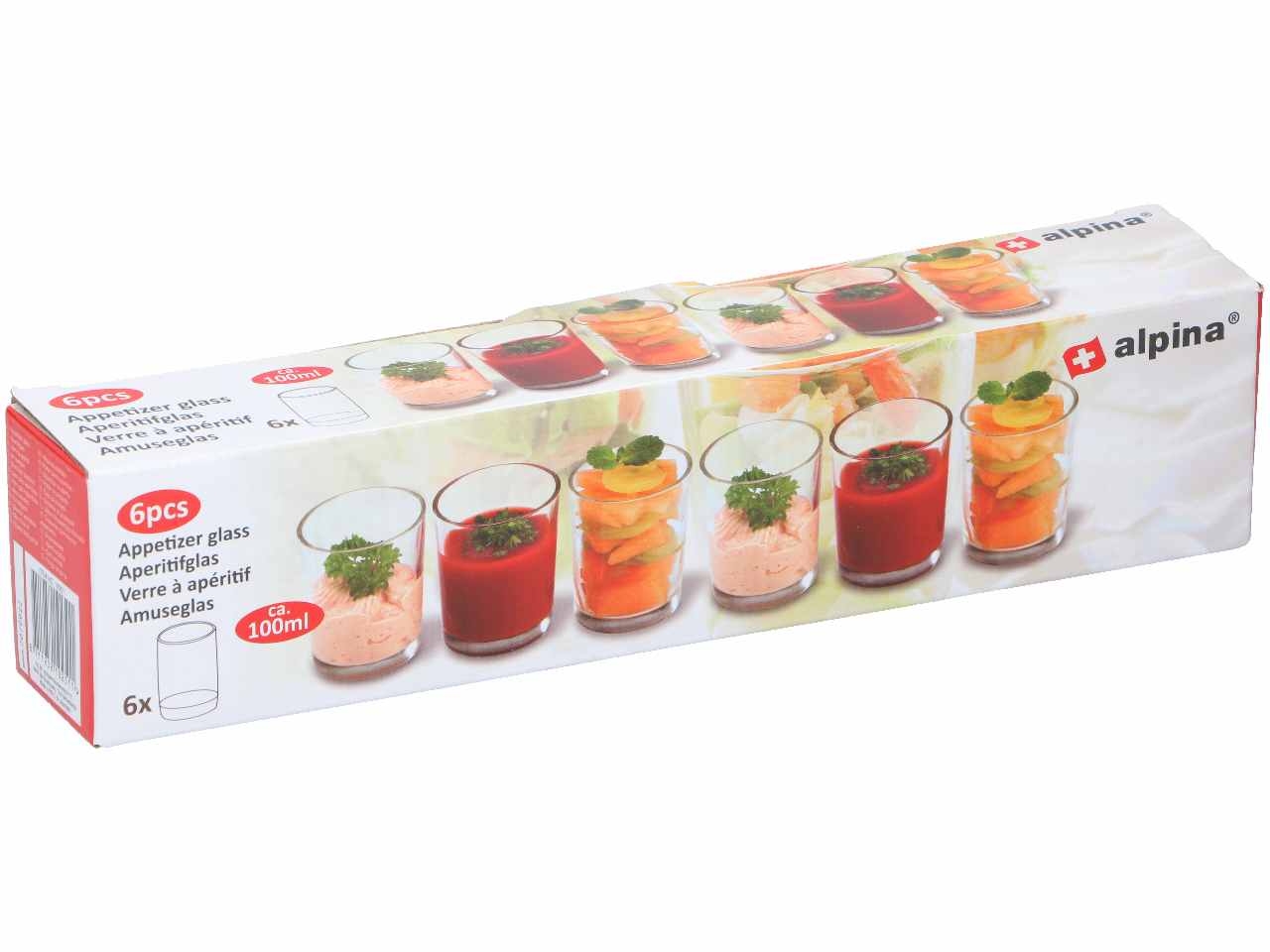Alpina bicchierini da aperitivo in vetro 6 pezzi 100ml 6x5x5cm