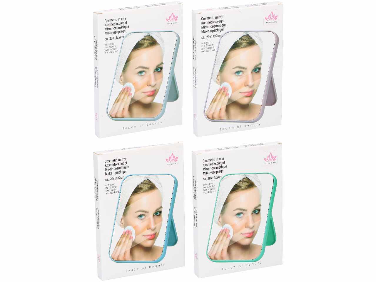 Touch of beauty specchio cosmetico 20x14x2cm in 4 assortimenti