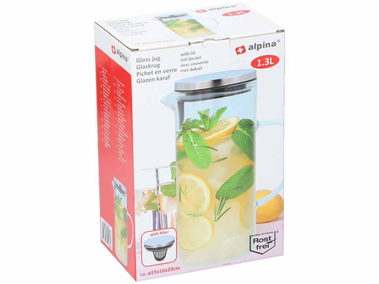 Alpina brocca in vetro opale borosilicato 1,3l 9,9x16,5x22,7cm