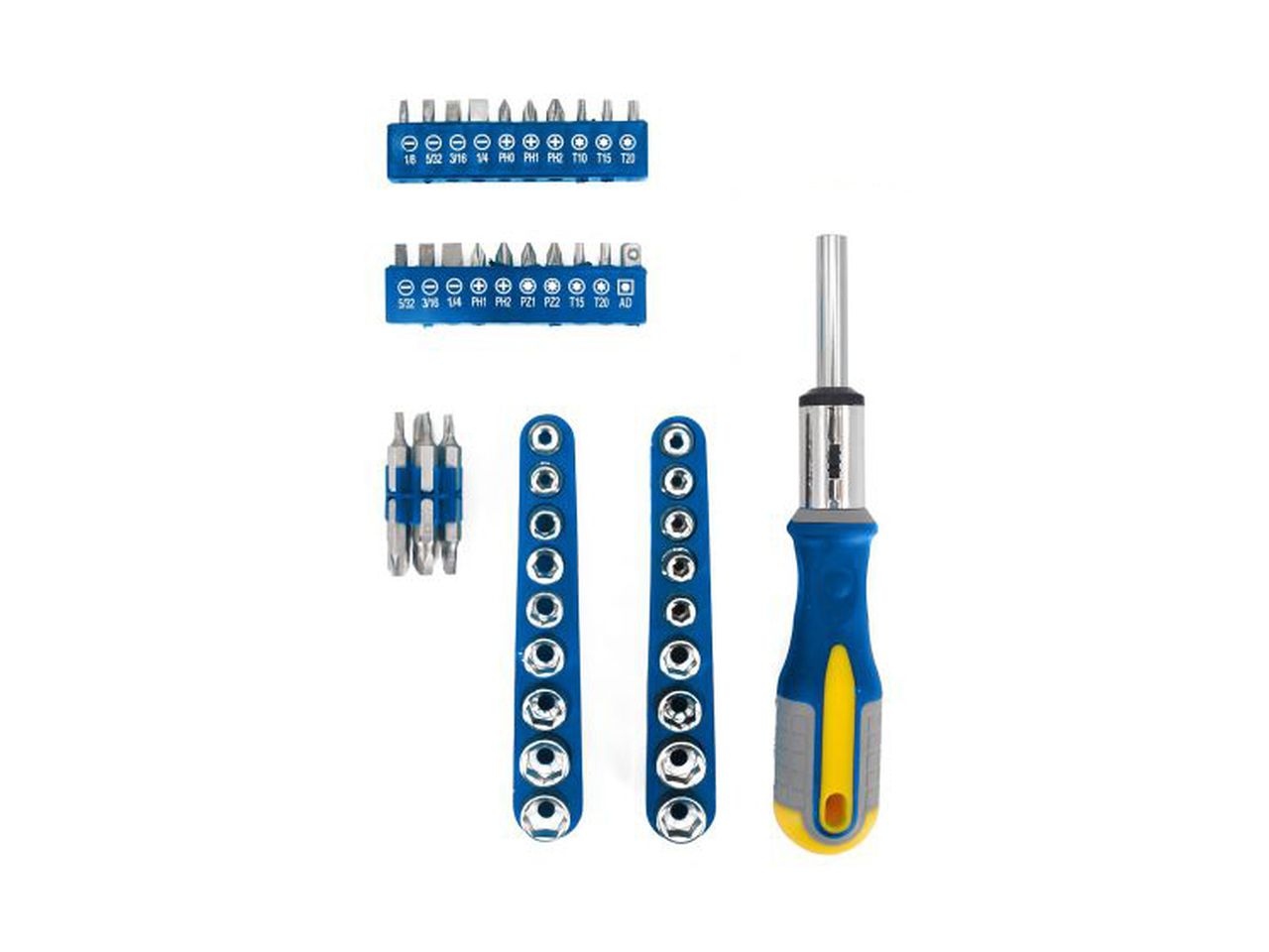 Cacciavite a cricchetto con 52 inserti marca kinzo misura 28x17x3cm