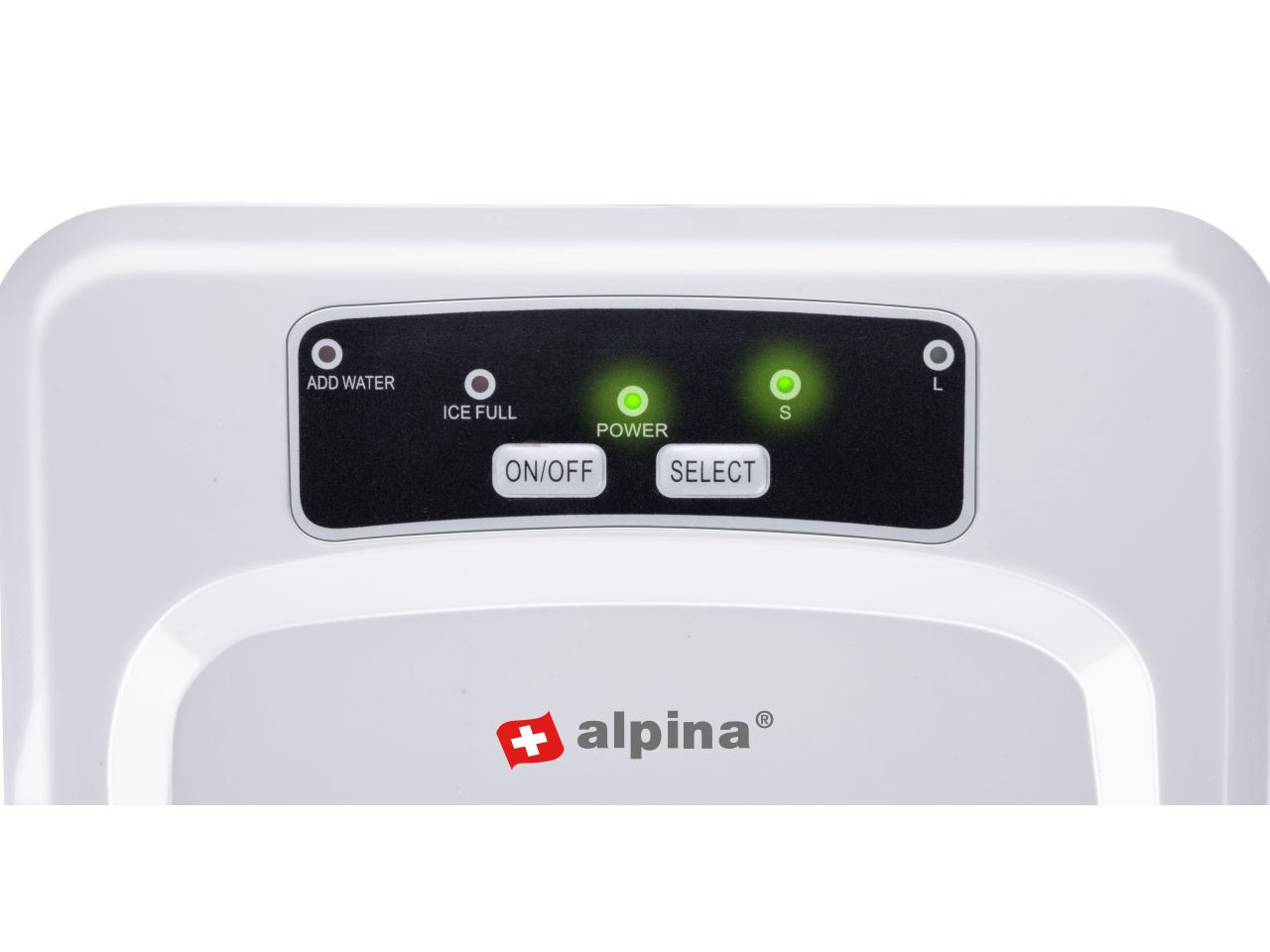 Macchina per il ghiaccio in polipropilene 220/240v 112w 12/15kg/hrs misura 31x23x32,5cm peso 7,2kg marchio alpina