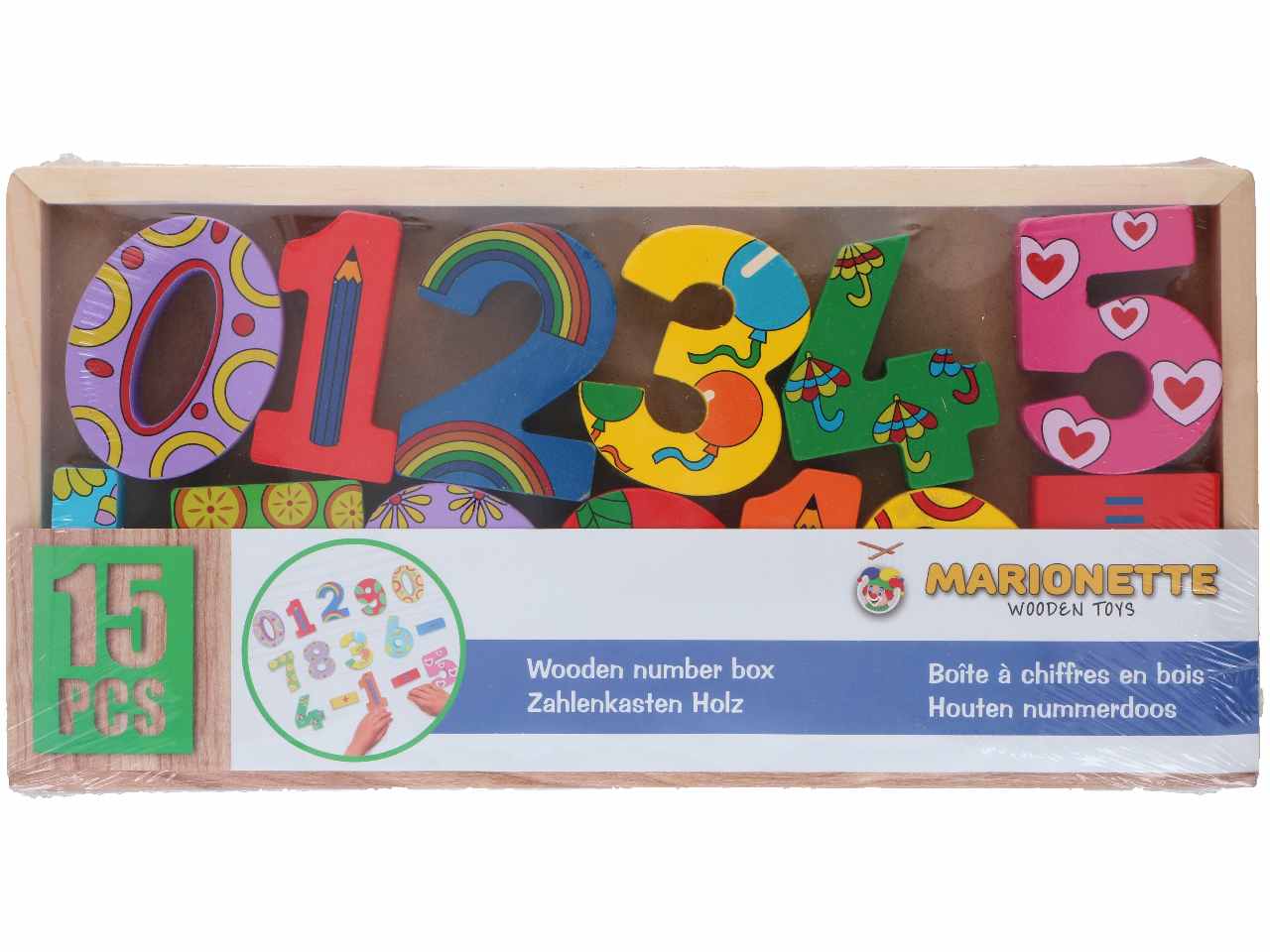 Marionette wooden toys 15 numeri in legno 15,5x2,6x30cm