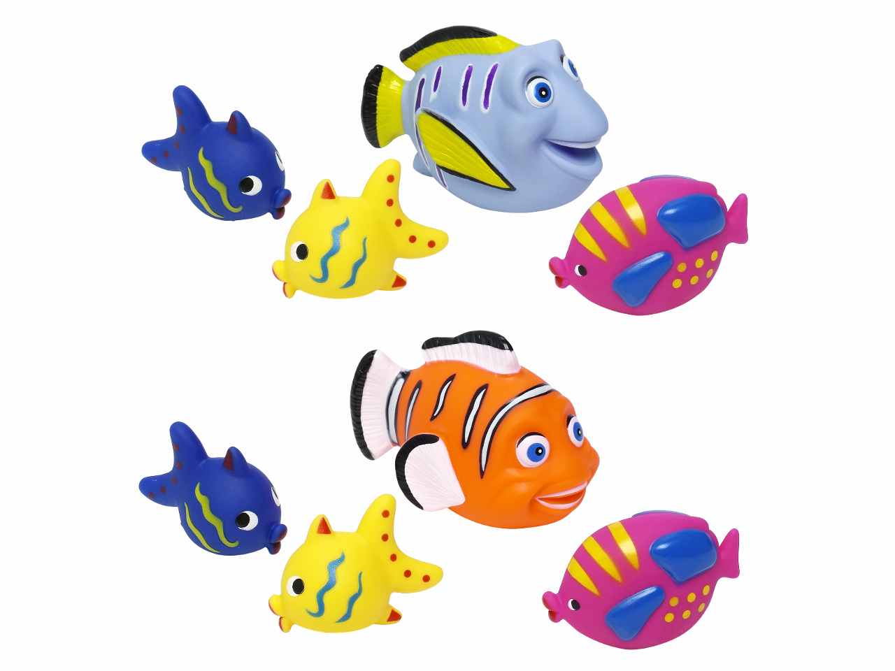 Eddy toys pesci giocattolo 4 pezzi per vasca da bagno 18x22x8cm in 2 assortimenti