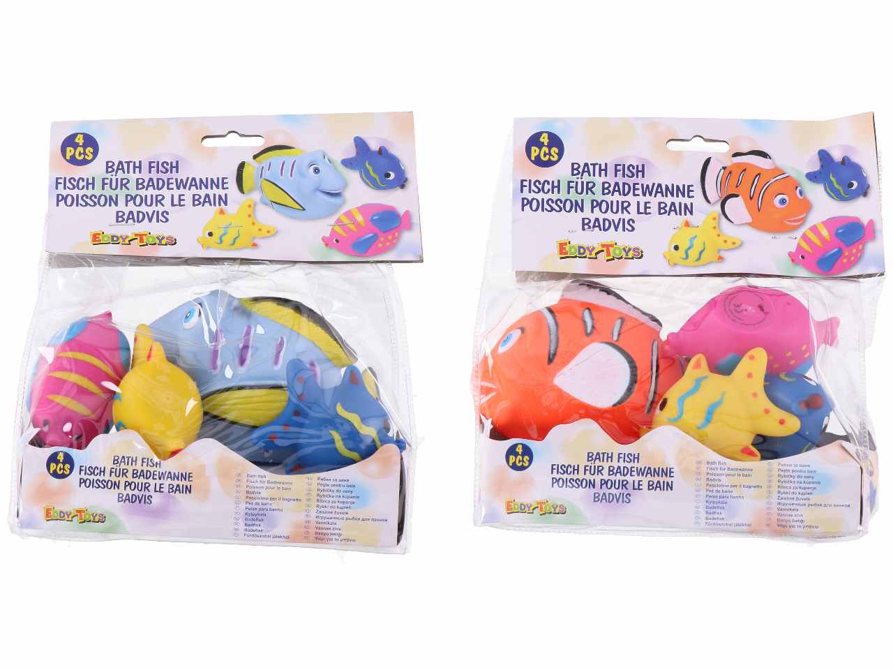 Eddy toys pesci giocattolo 4 pezzi per vasca da bagno 18x22x8cm in 2 assortimenti