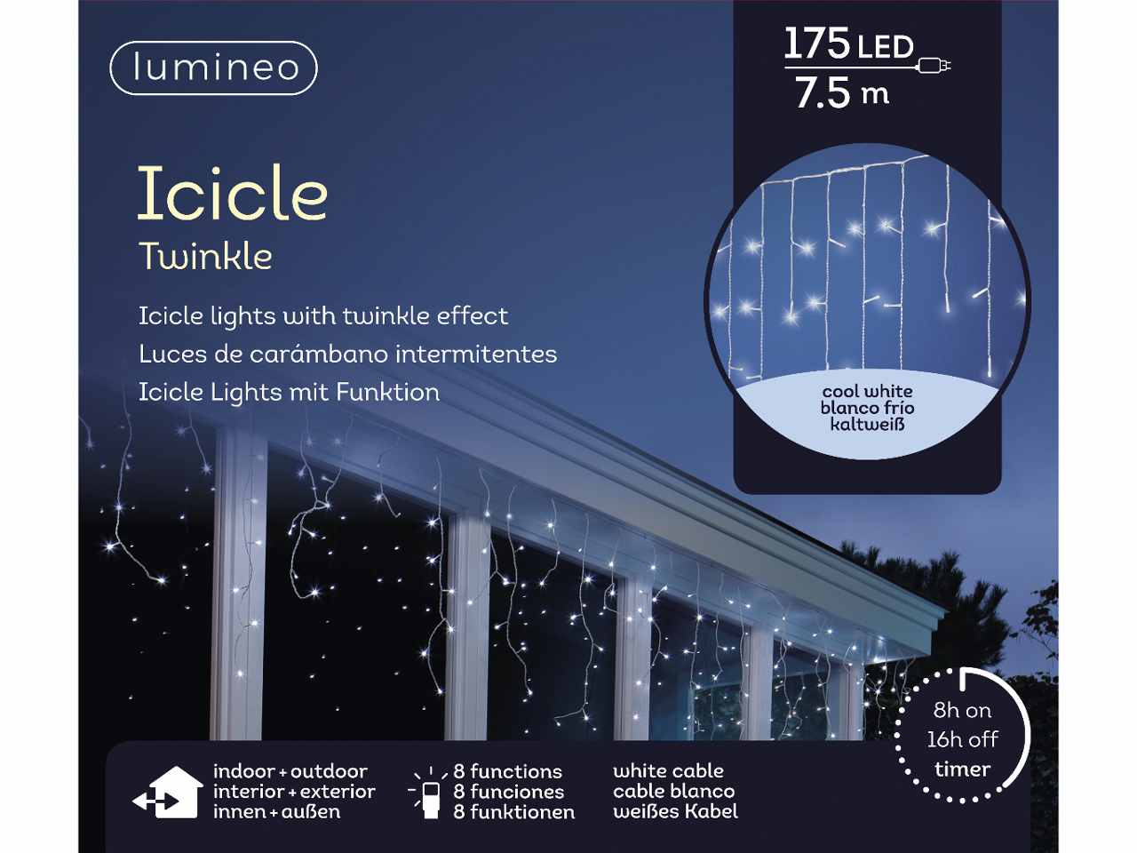 Tenda 175led bianco freddo 75metri con 8 funzioni uso esterno