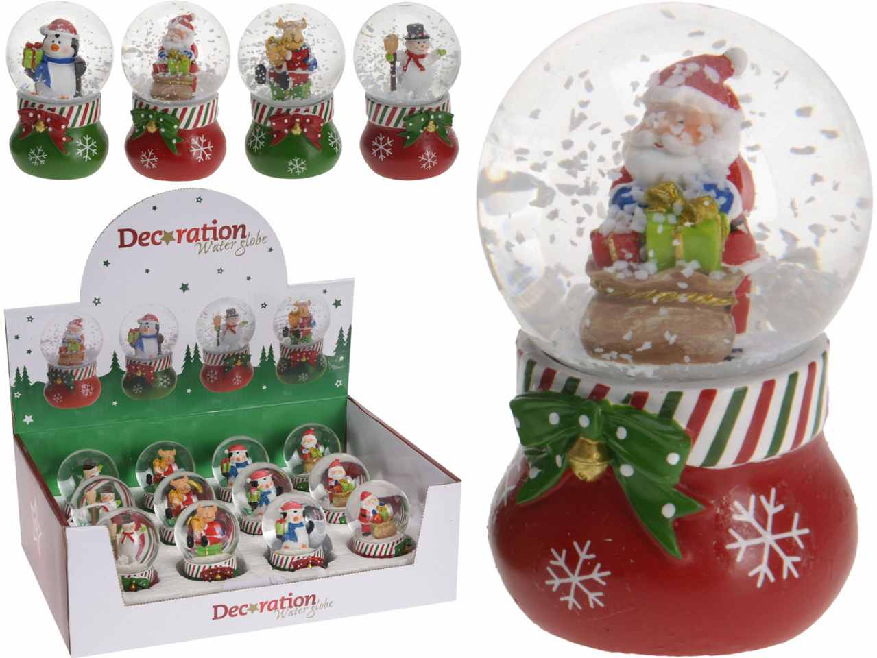 Globo di neve con acquae babbo natale misura 7cm in 4 assortimenti