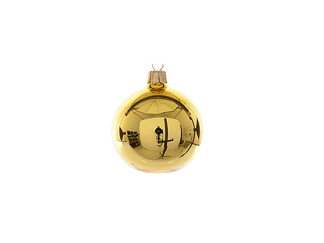 Palla di natale in vetro finitura lucida colore oro chiaro misura d.15cm