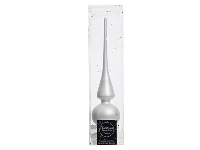 puntale per albero opaco bianco in vetro 26cm