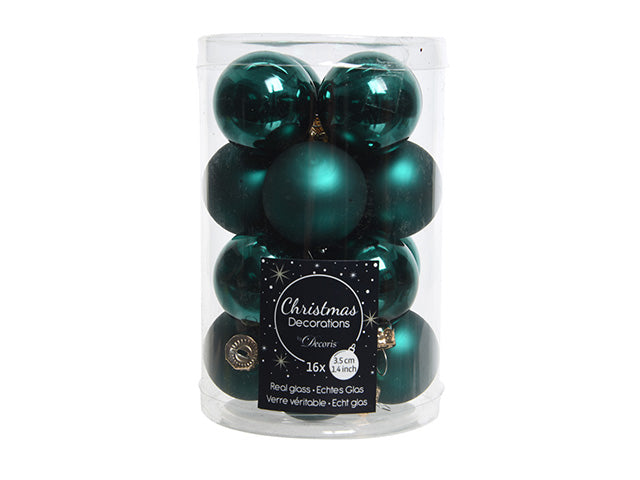 palline natalizie verde in vetro diametro 3,5cm - 16 pezzi