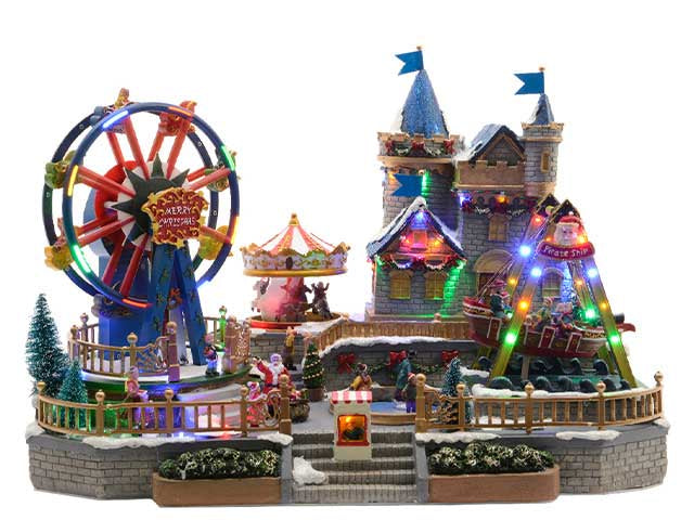 Scenario natalizio in poliresina con led per uso interno colore multicolore misura lun.35cm x lar.56.5cm x alt.38cm 3mm 56