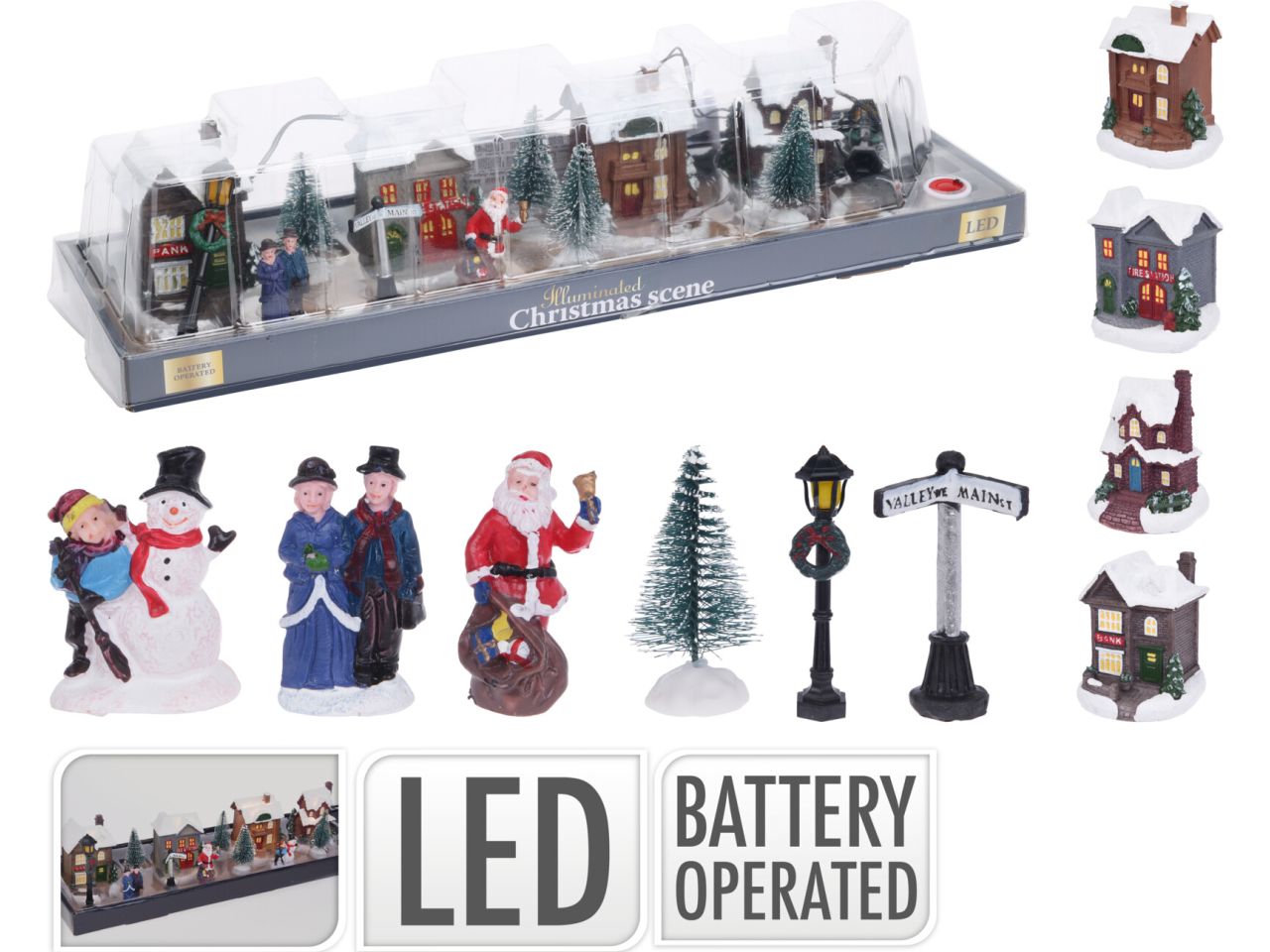 Scenario natalizio - la confezione comprende 14 soggetti con led a batteria