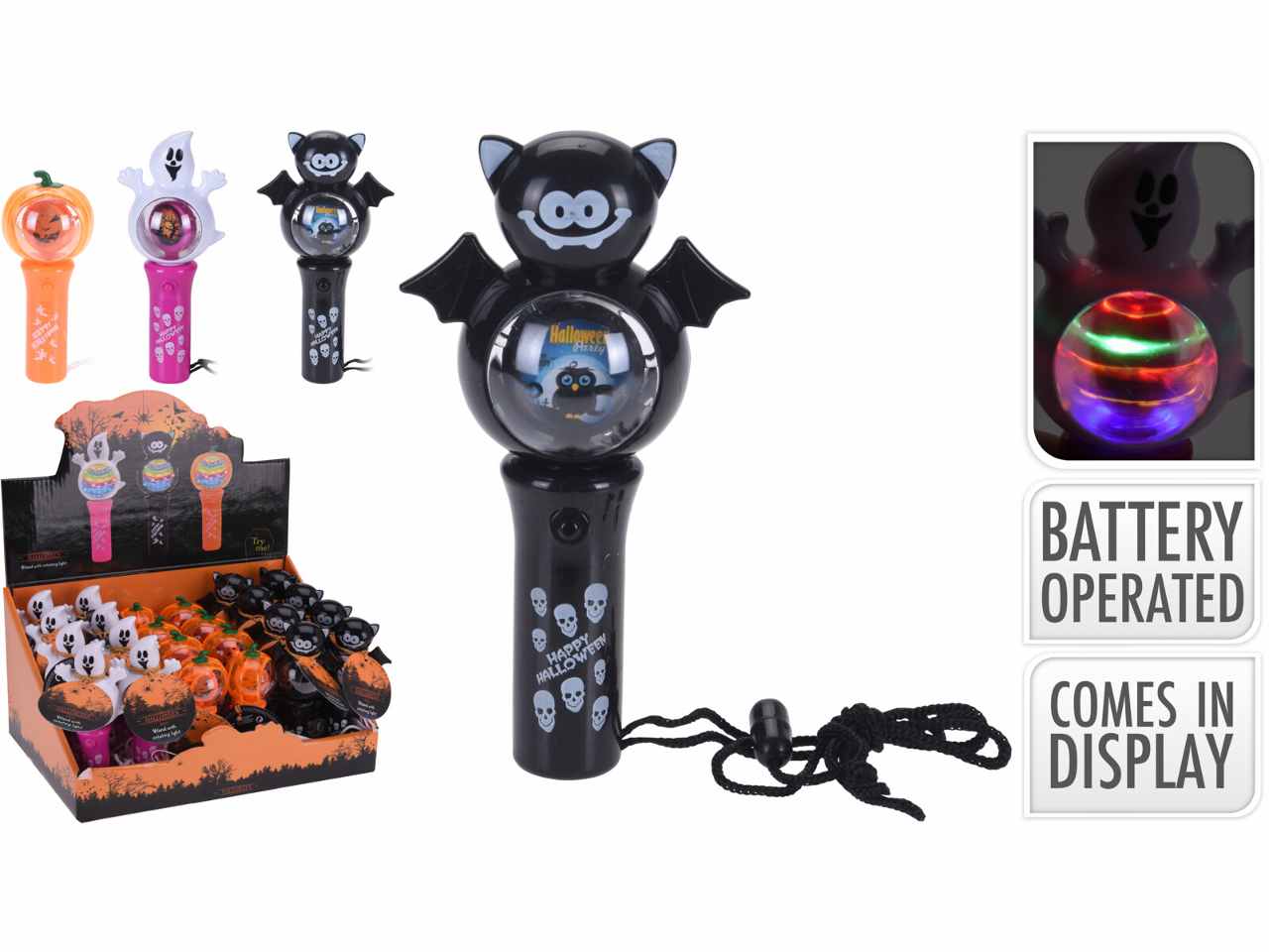 Spinner halloween 12cm a led con funzionamento a batteria