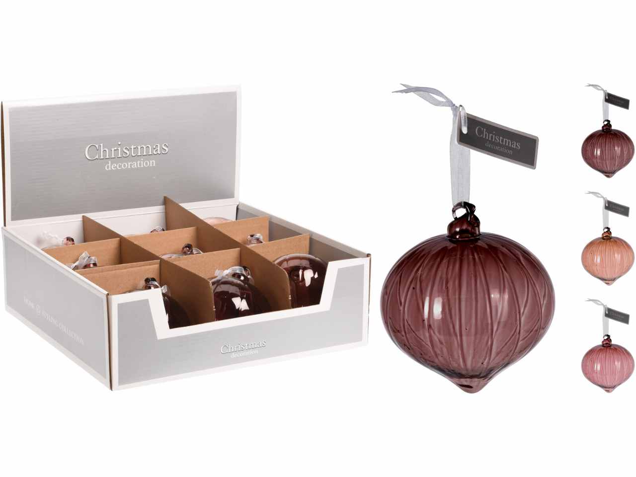 Sfera in vetro 8cm con strisce marrone