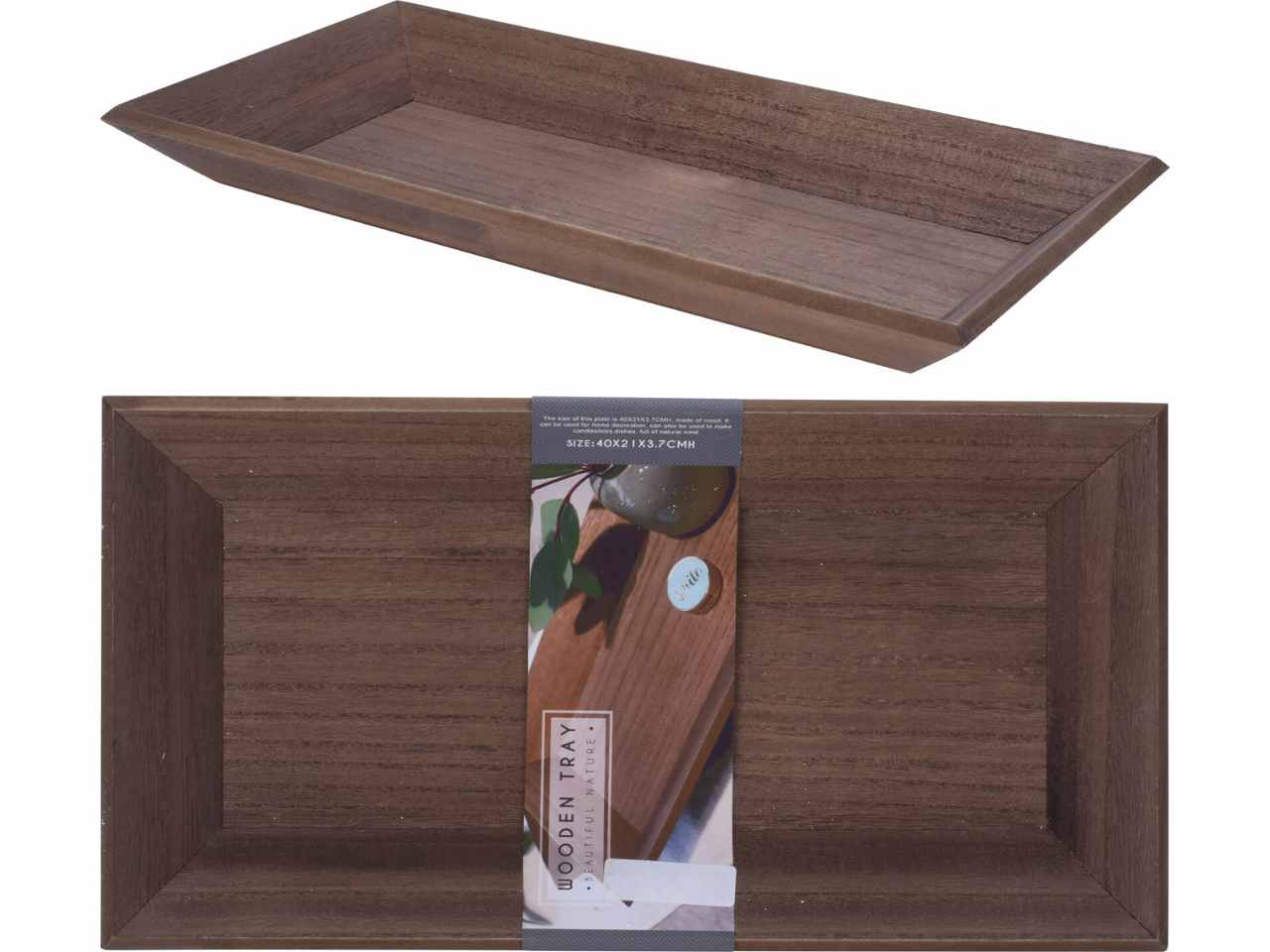Vassoio in legno 40x20cm marrone