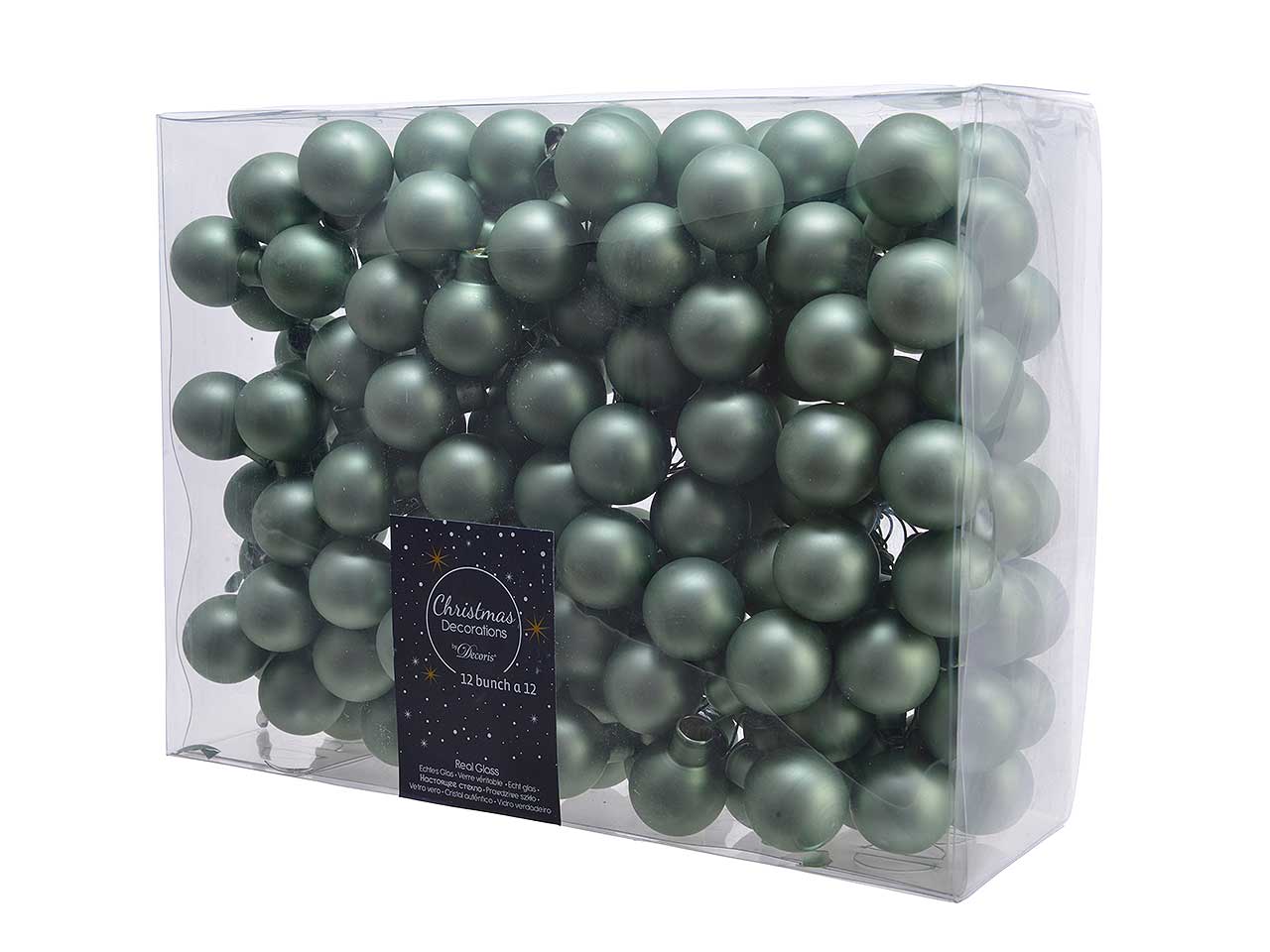 Palline natalizie verde salvia in vetro diametro 2,5cm - 144 pezzi