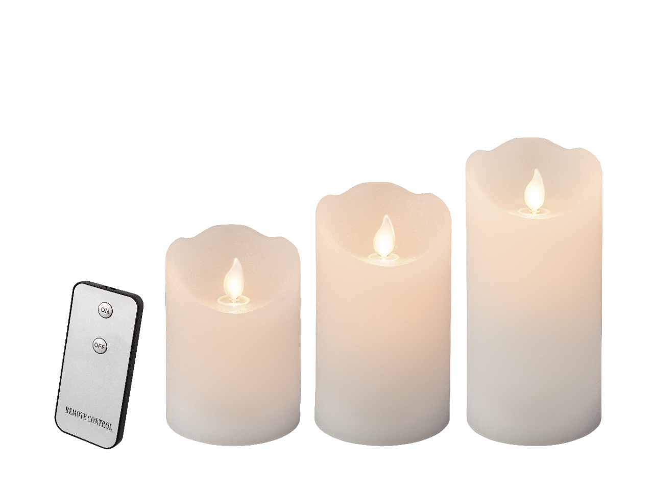 Candela led bianca 15xd.7,5cm bianco caldo con funzionamento a batteria, uso interno e led
