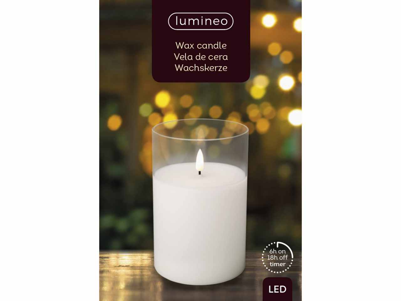 Candela led bianco caldo in barattolo di vetro 15xd.10cm con funzionamento a batteria, uso interno