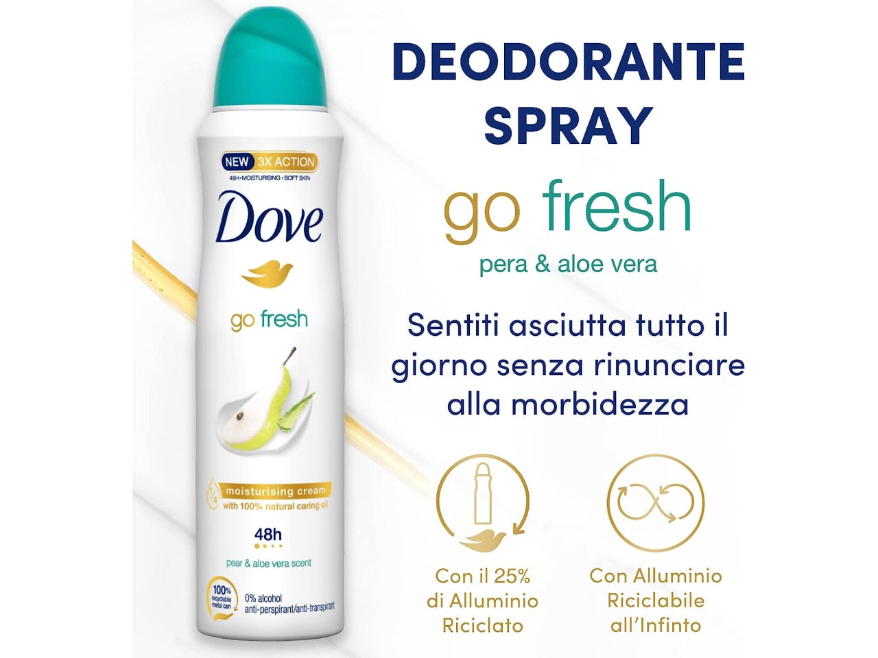Dove deorante spray formato da 150ml gofresh pera e aloe