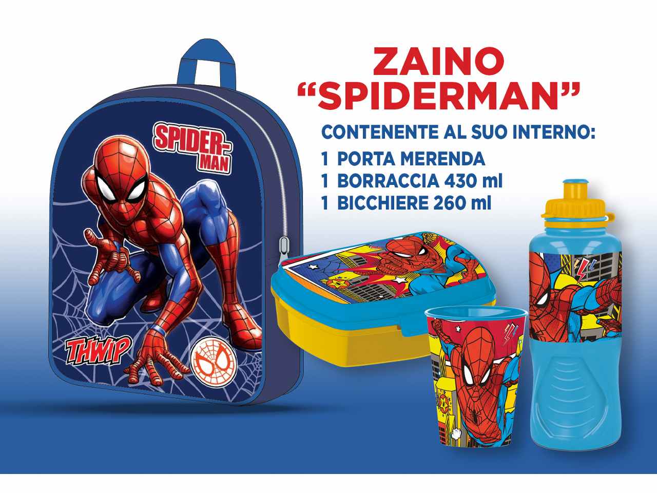 Spiderman zainetto basic 30cm con accessori