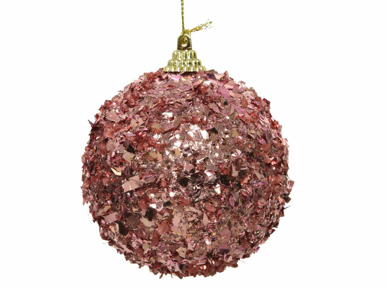 Sfera con lamina glitterata d.8cm rosa