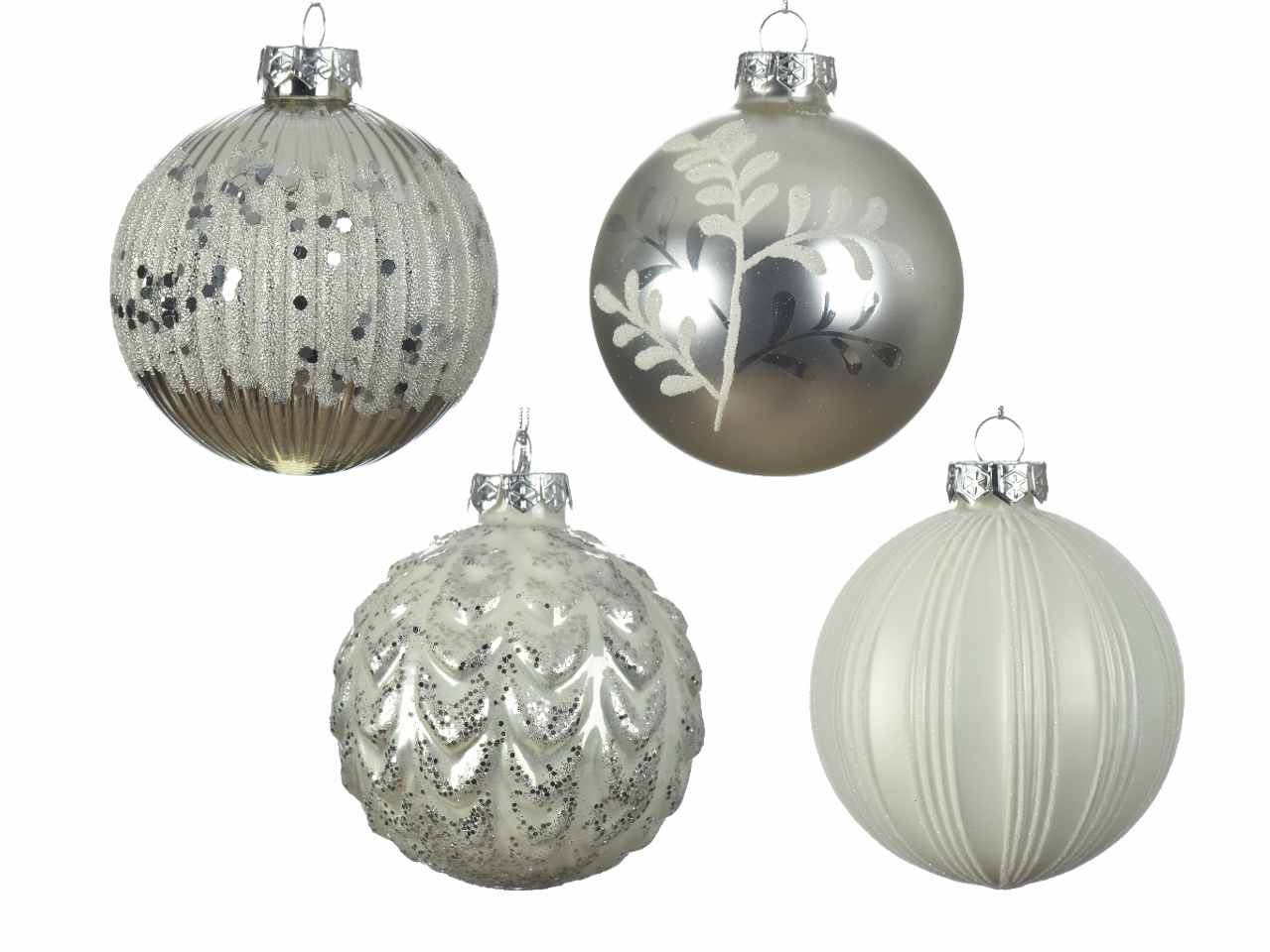 Sfera in vetro d.8cm nei colori bianco e argento