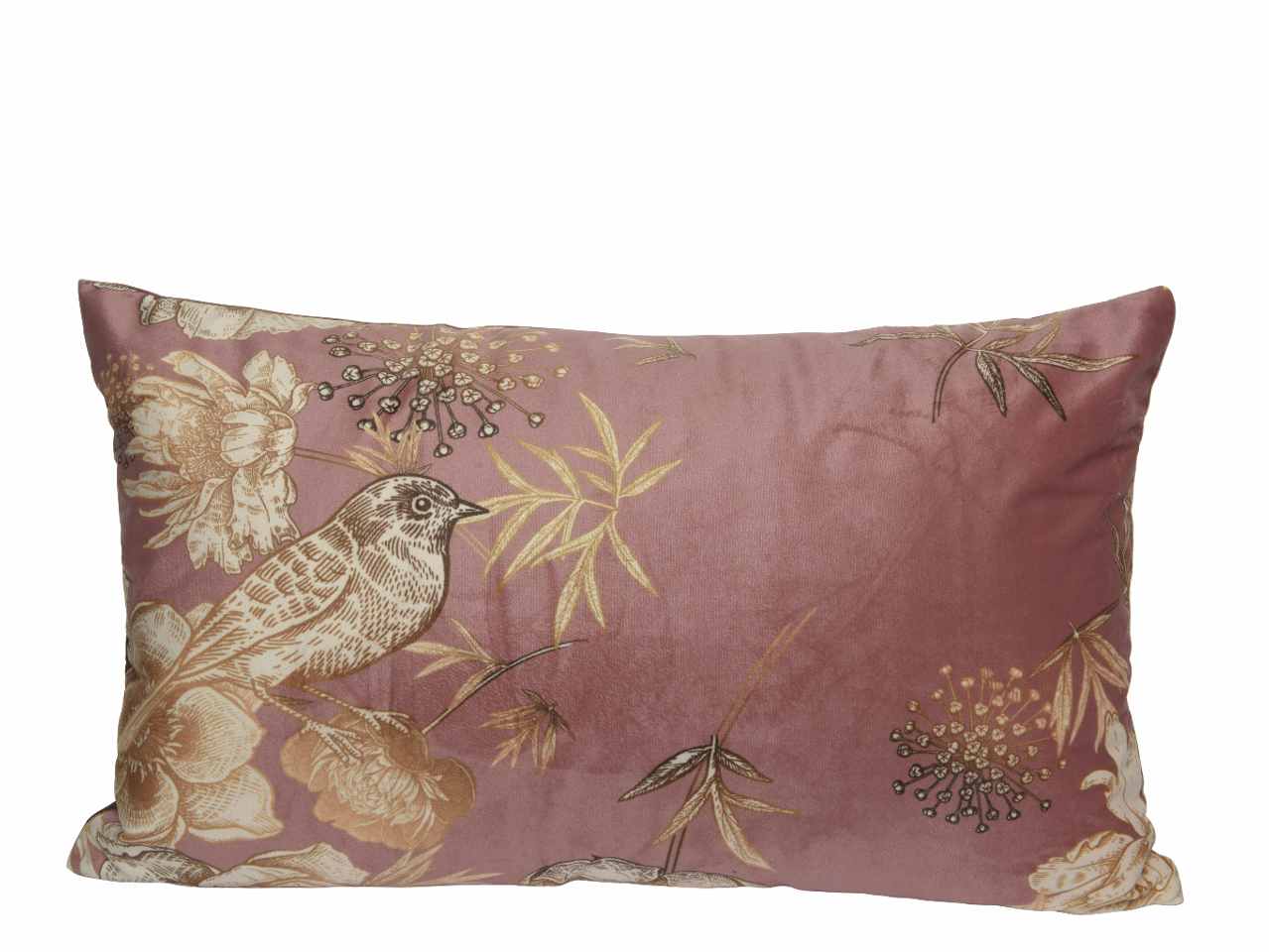 Cuscino in velluto con decoro floreale 50x30xh5cm