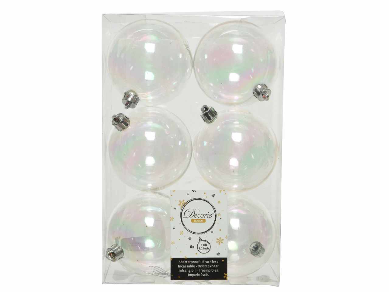Sfera d.8cm 6pz trasparente