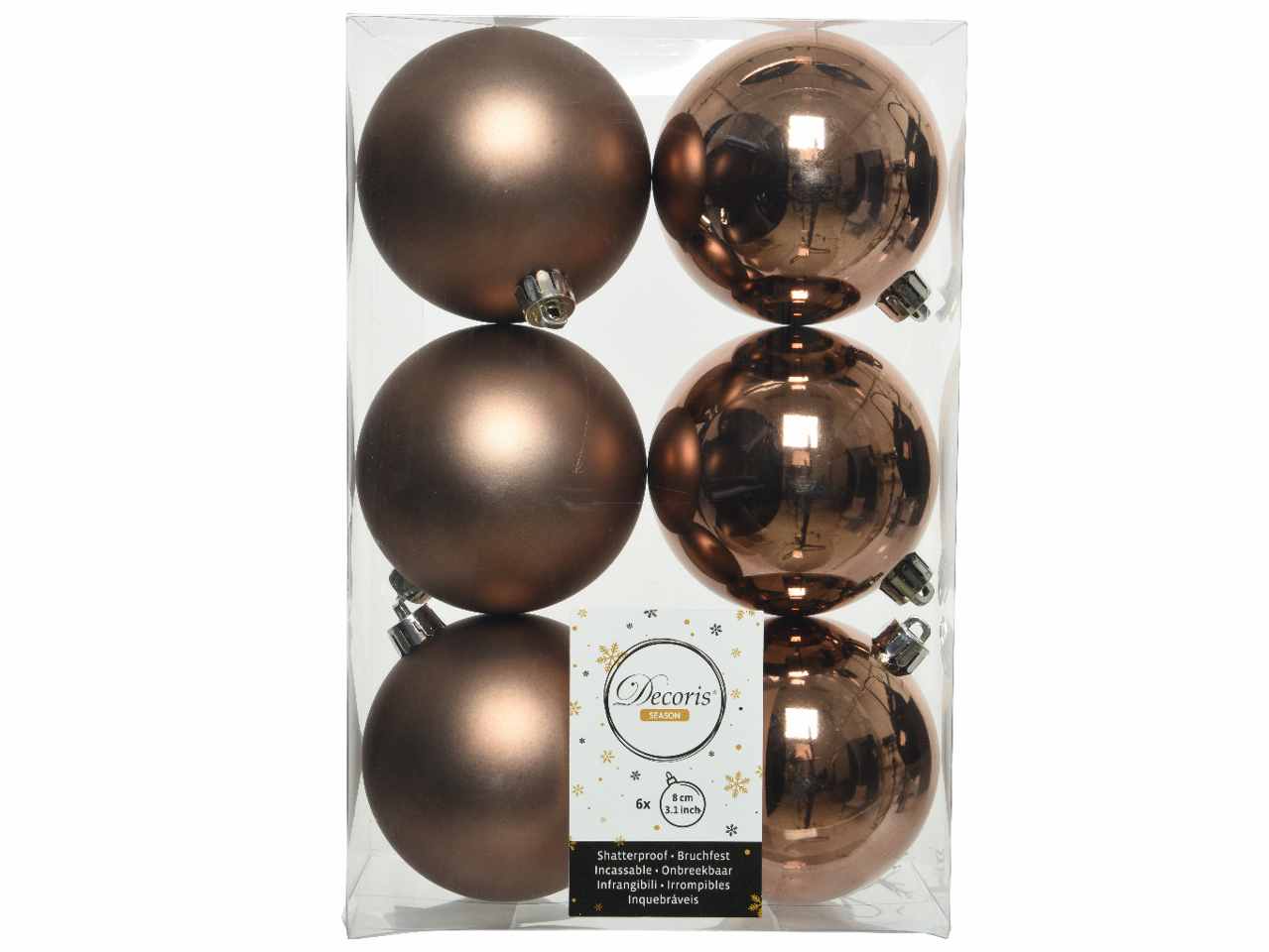Sfera d.8cm 6pz marrone