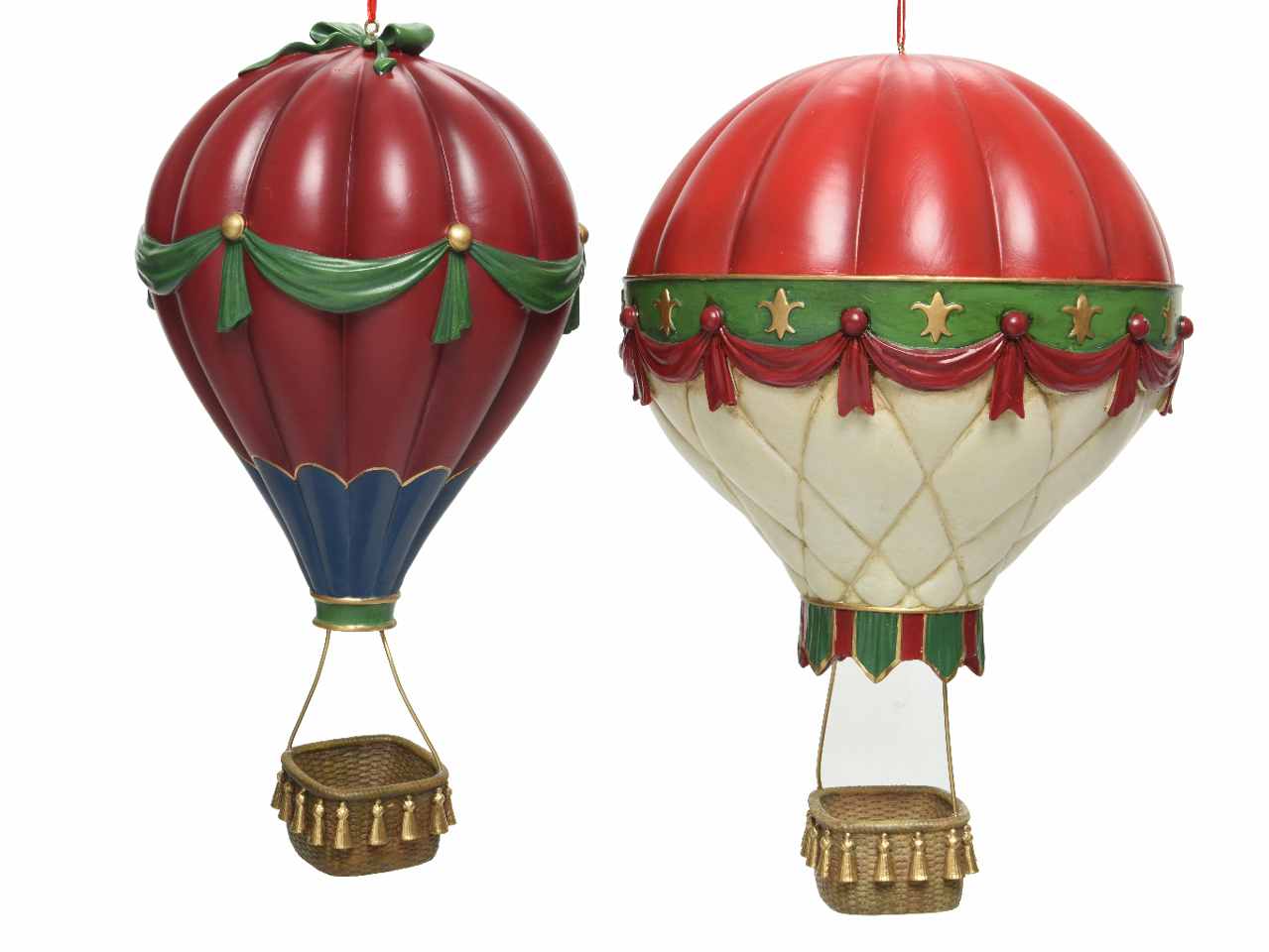 Mongolfiera 25,5cm d.17cm rossa e bianca
