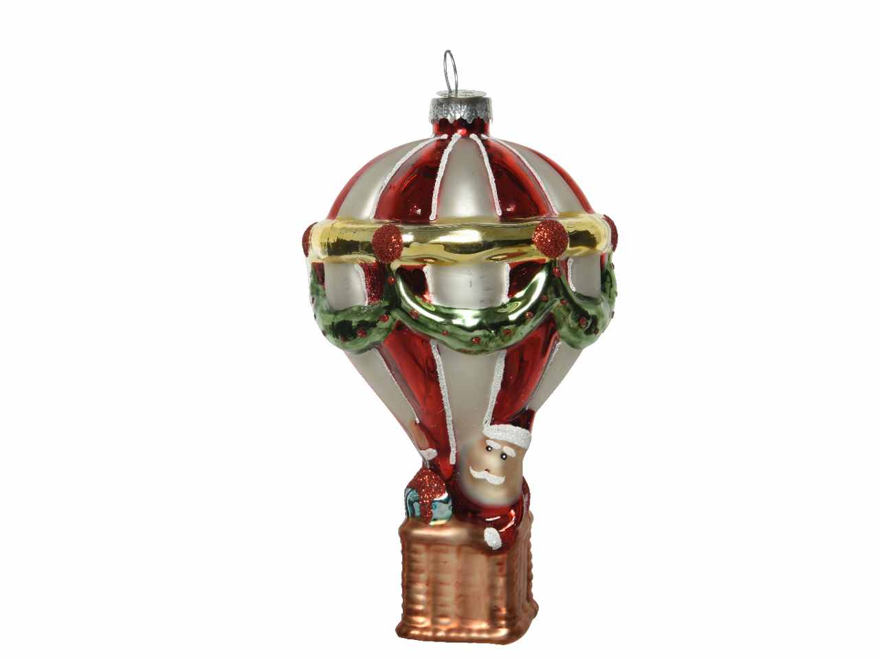 mongolfiera in vetro 13cm d.7cm rossa