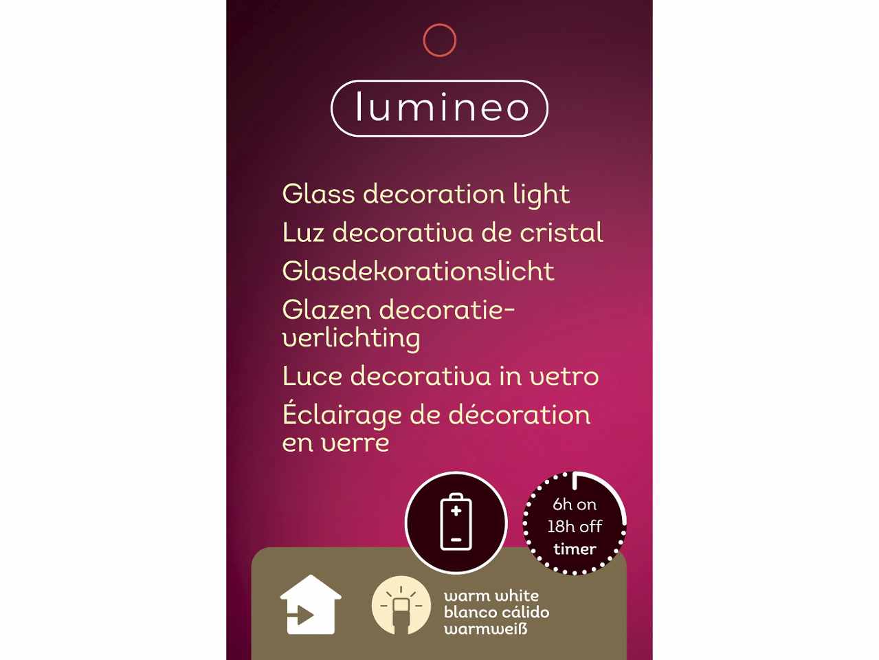 Albero in vetro verde 24cm d.12cm con micro led bianco caldo funzionamento a batteria uso interno