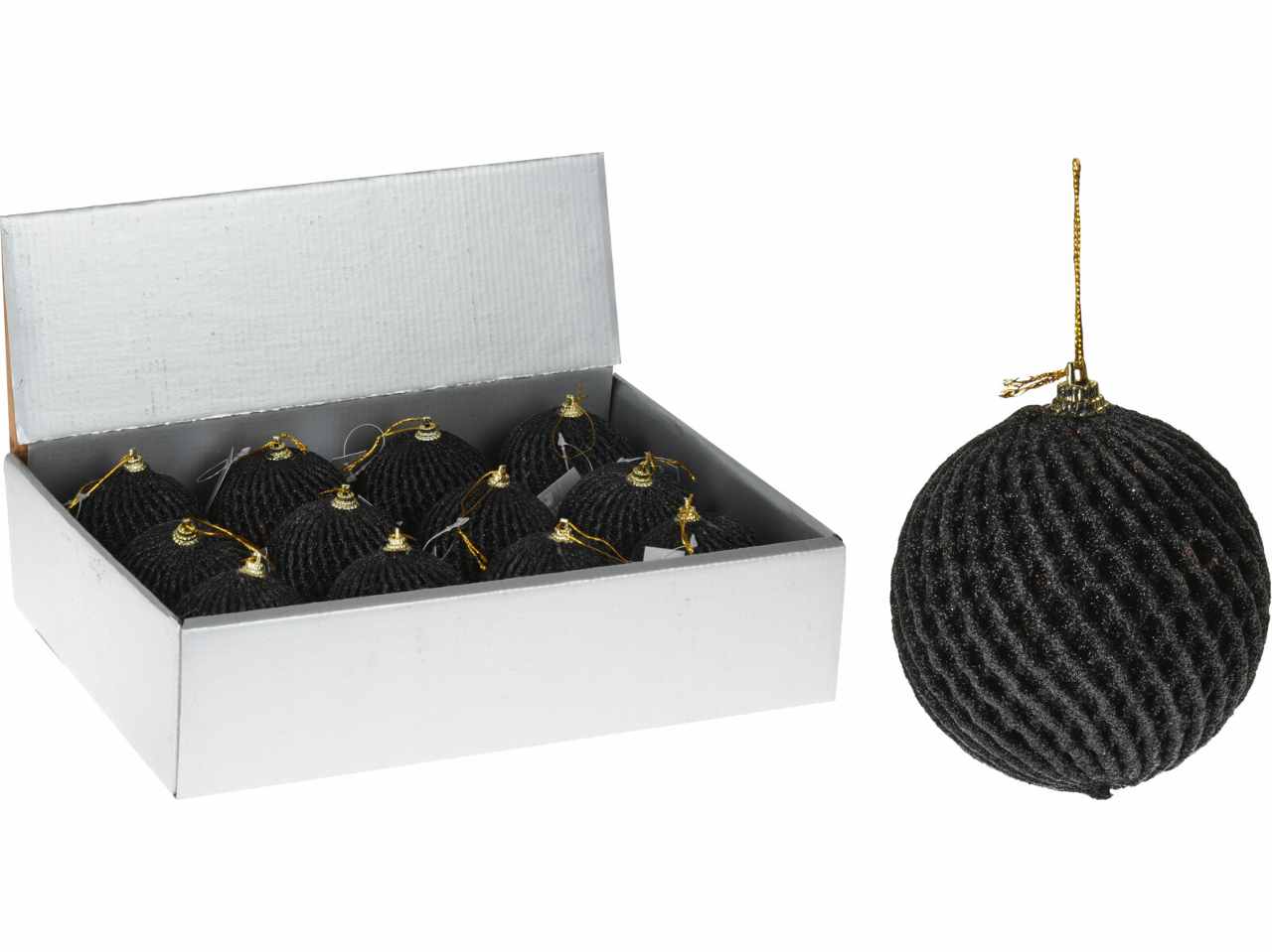 Sfera in plastica d.80mm glitter nero
