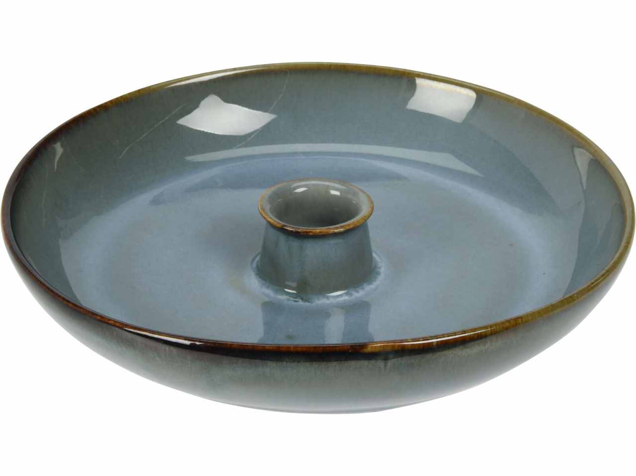 Piatto portacandela blu 19x3cm