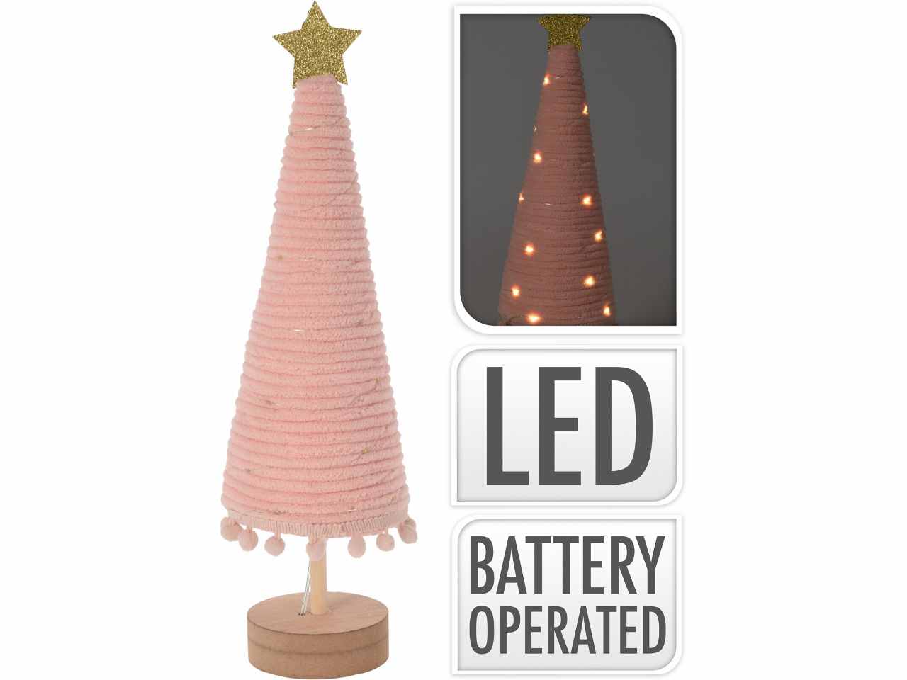 Albero di lana rosa 20led con funzionamento a batteria