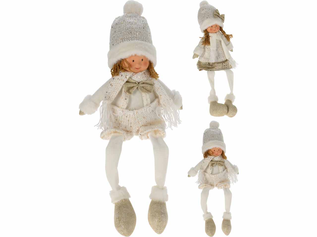 Bimbo in tessuto bianco oro 59cm
