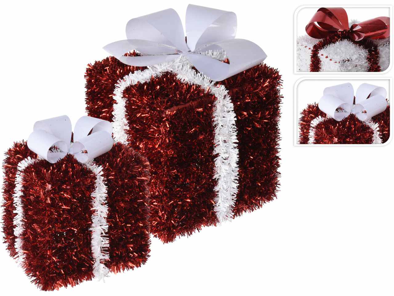 Pacco regalo 3pezzi rosso con fiocco bianco