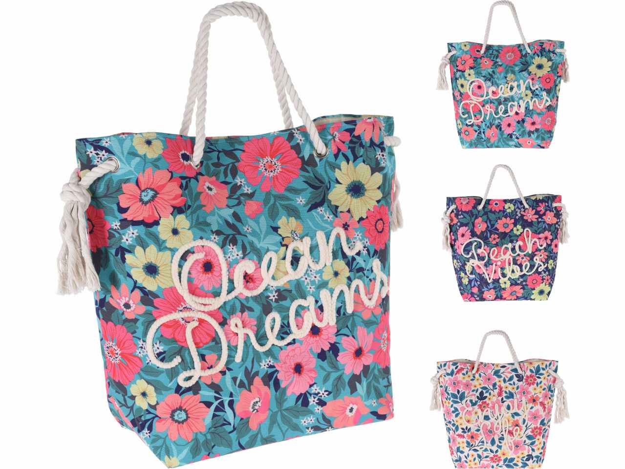 Borsa mare 52x44cm fantasia fiori 3 assortomenti