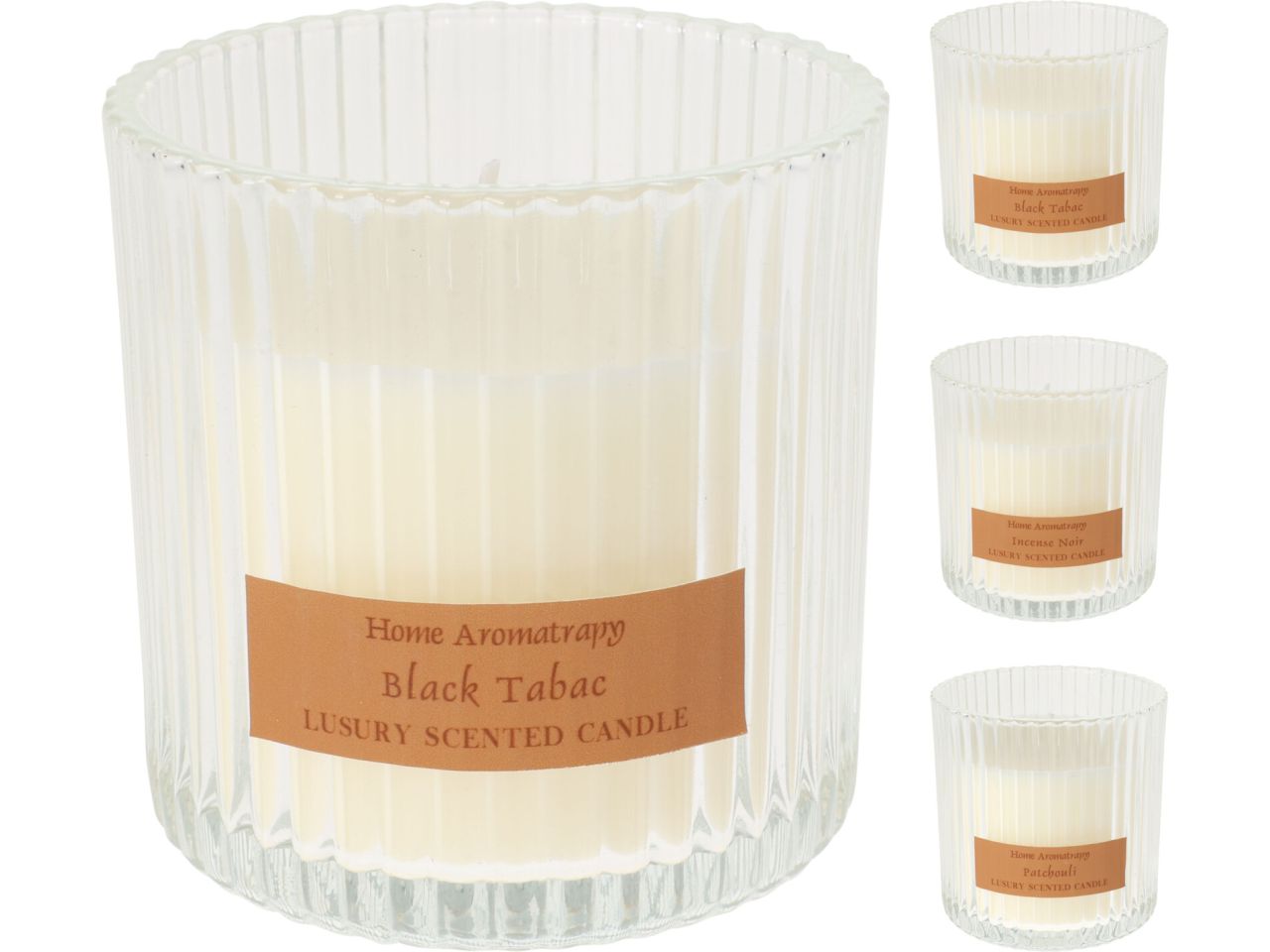 Vaso in vetro con candela misura 9cm in 3 assortimenti