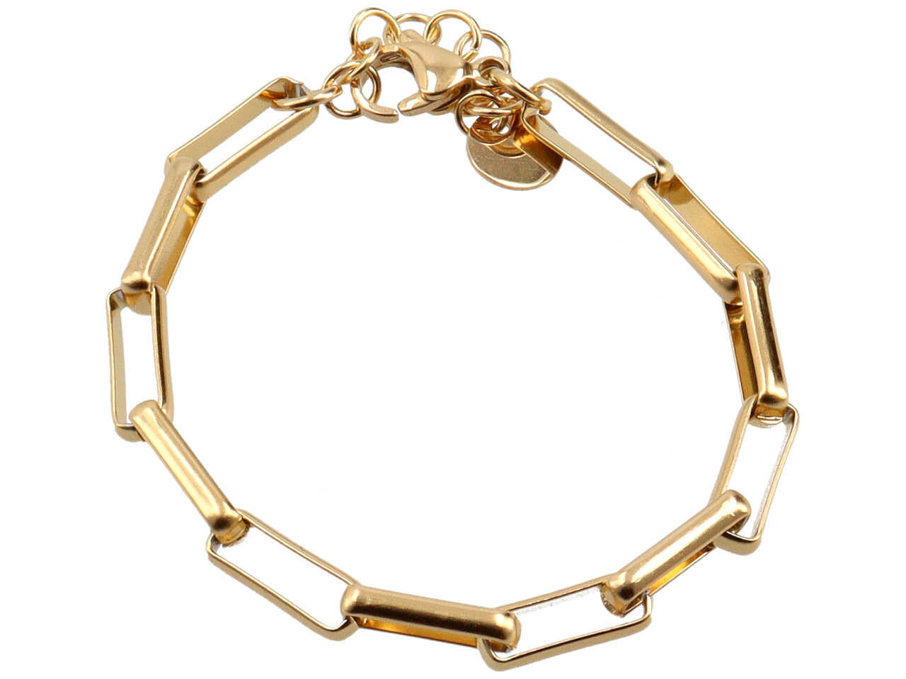 Bracciale acciaio catena media oro