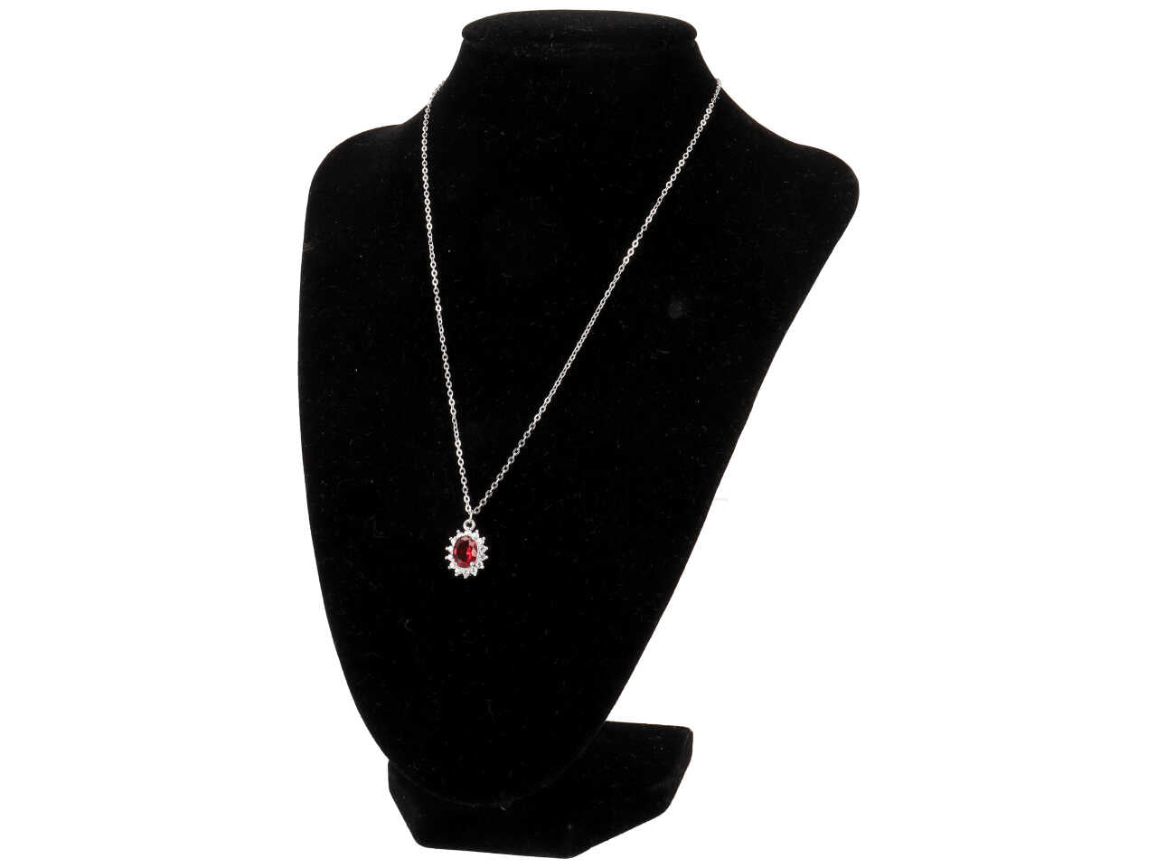 Collana in acciaio con pietra ovale rossa