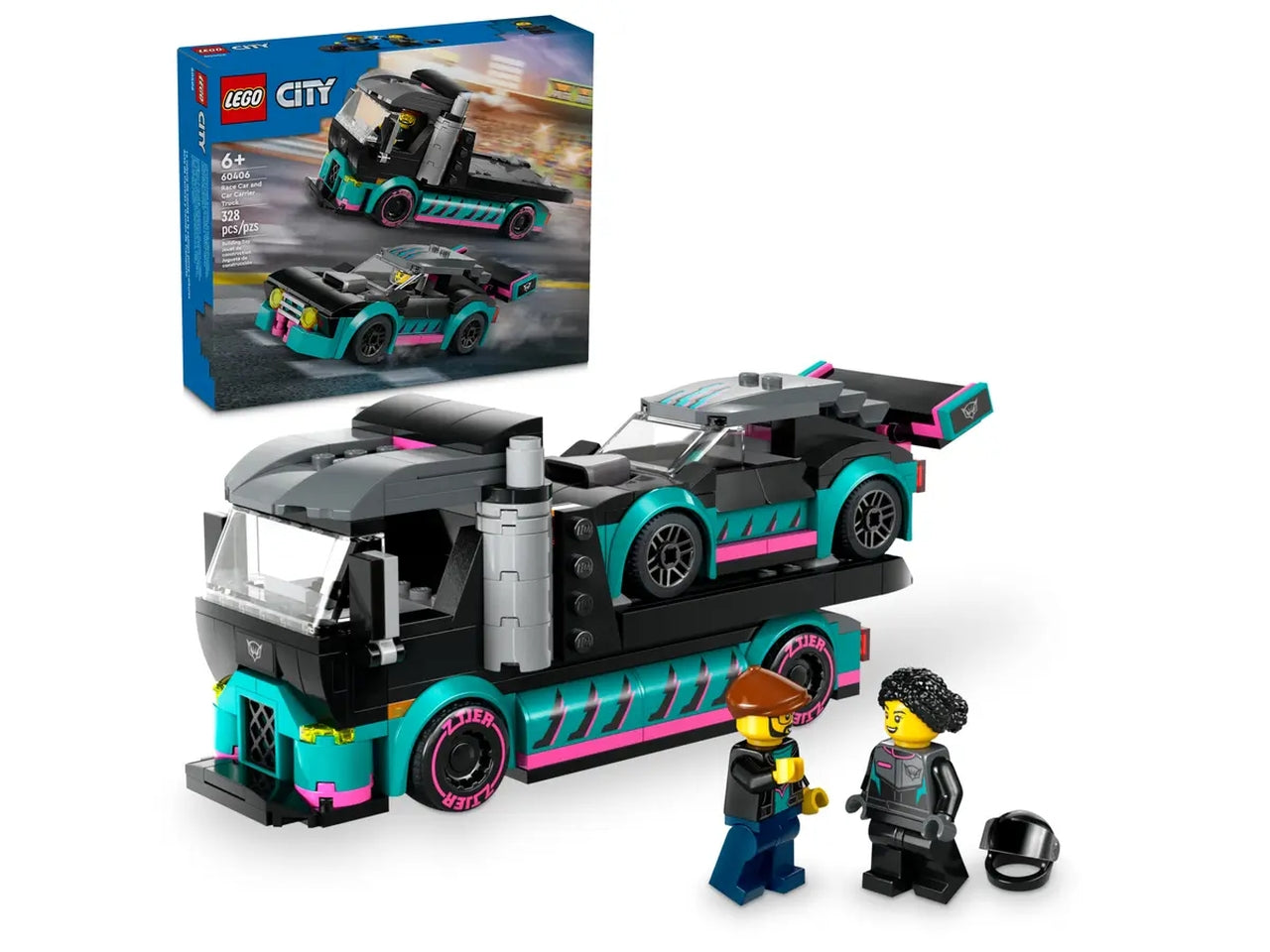 Lego city great vehicles auto da corsa e trasportatore