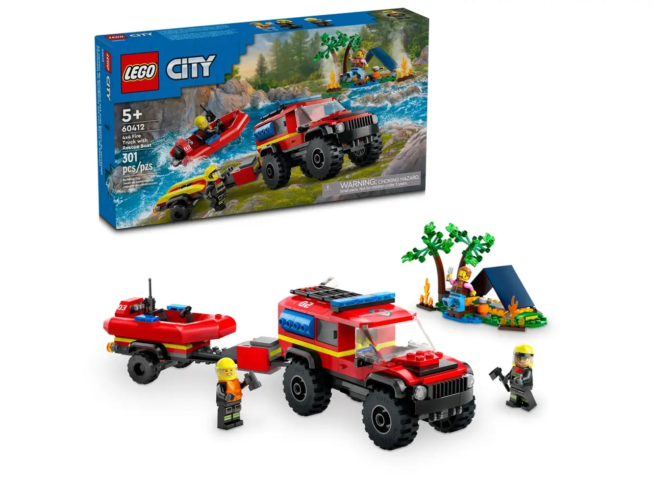 Lego city fire fuoristrada antincendio e gommone di salvataggio