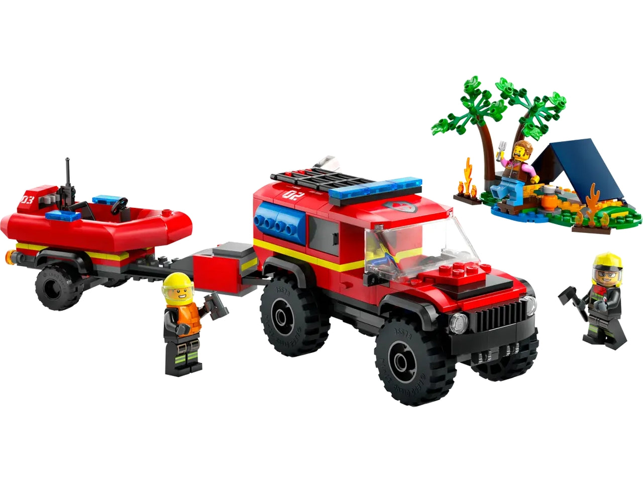Lego city fire fuoristrada antincendio e gommone di salvataggio