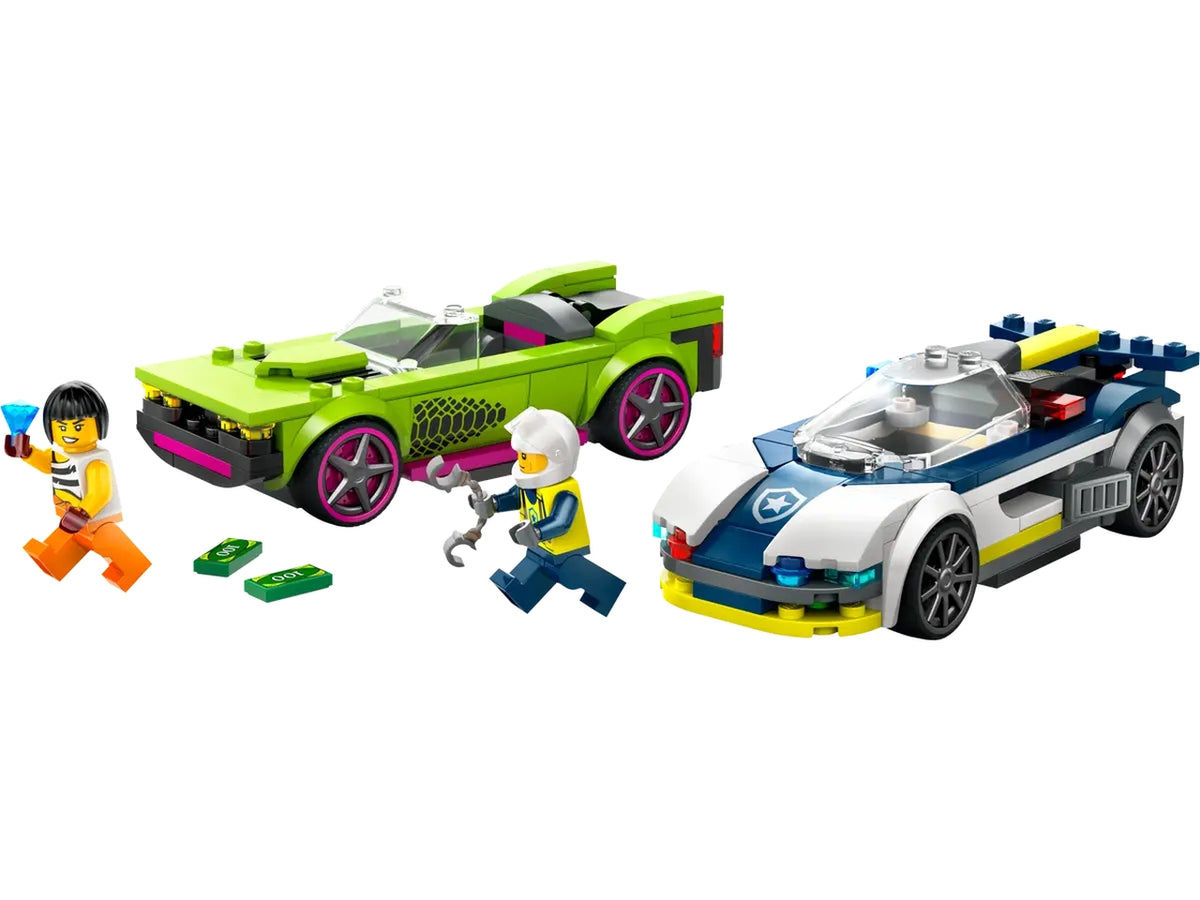 Lego city police inseguimento della macchina da corsa