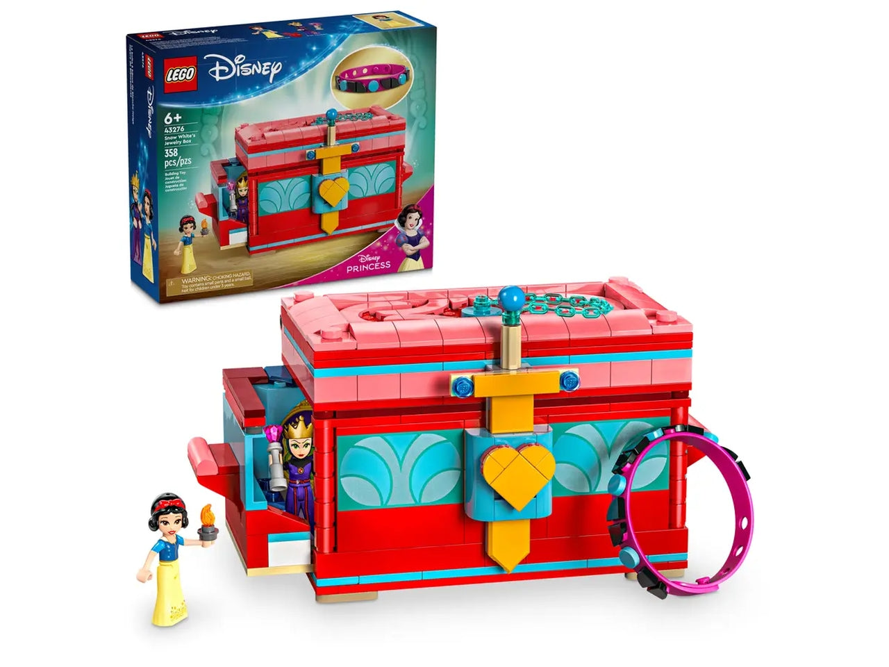 Lego Disney Princess Portagioie di Biancaneve, set di costruzioni in scatola da 358 pezzi, per bambine 6+ anni 43276