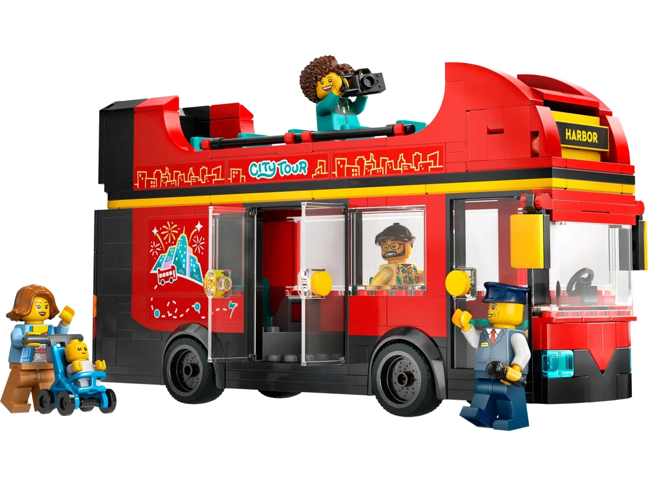 Lego City Great Vehicles Autobus Turistico rosso a due piani, set di costruzioni in scatola da 384 pezzi, 7+ anni 60407