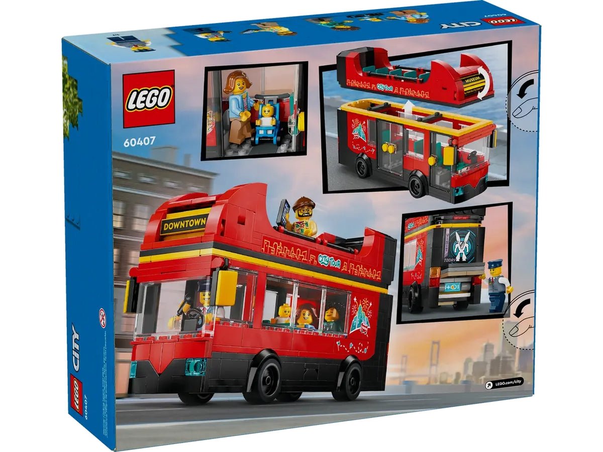Lego City Great Vehicles Autobus Turistico rosso a due piani, set di costruzioni in scatola da 384 pezzi, 7+ anni 60407