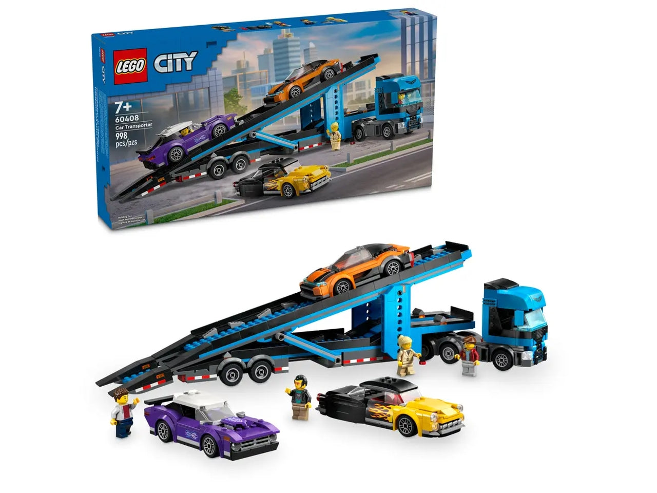 Lego City Big Vehicles Camion trasportatore con auto sportive, set di costruzioni in scatola da 998 pezzi, 7+anni 60408