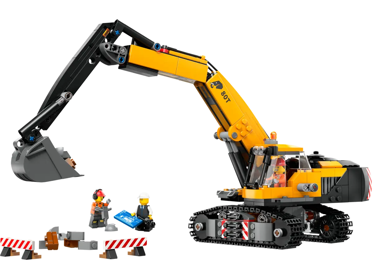 Lego City Big Vehicles Escavatore da cantiere giallo, set di costruzioni in scatola da 633 pezzi, per ragazzo 8+anni 60420