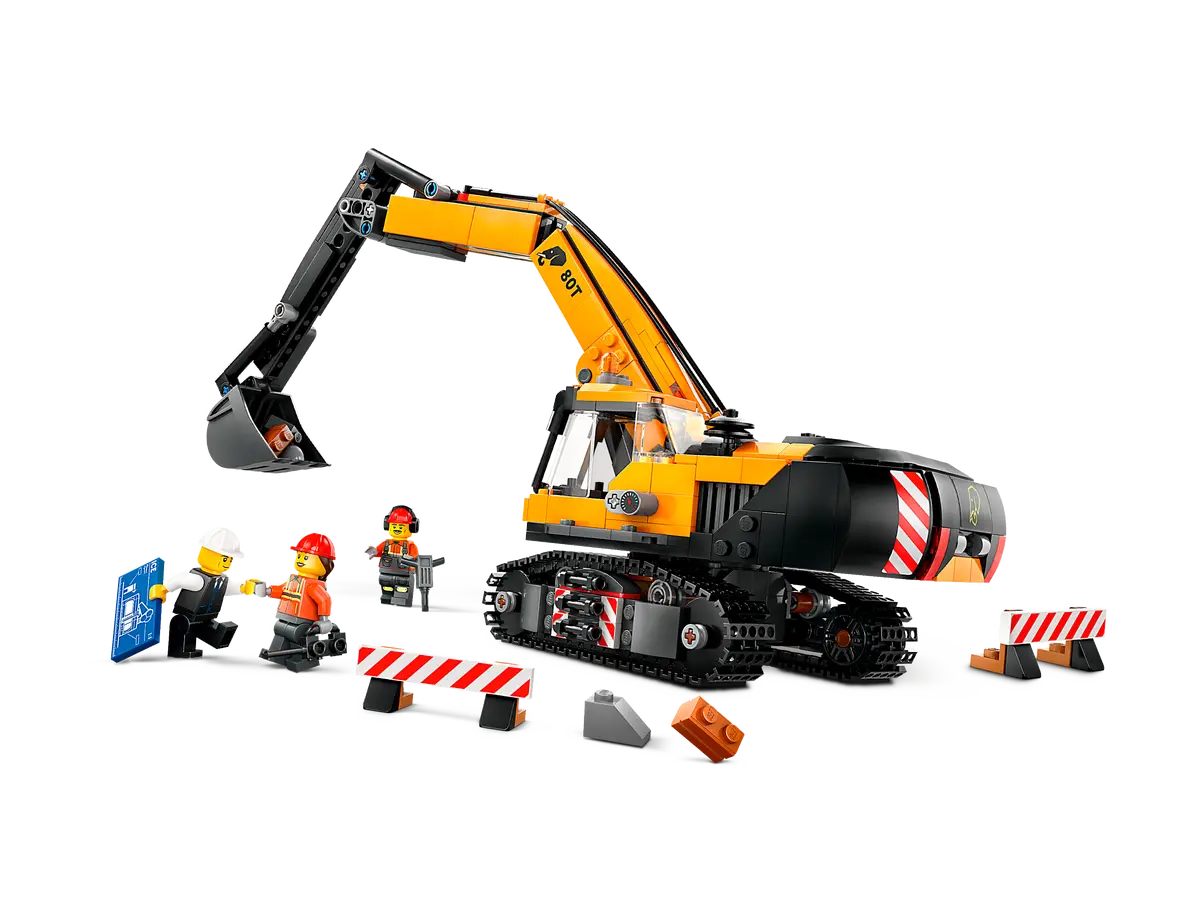 Lego City Big Vehicles Escavatore da cantiere giallo, set di costruzioni in scatola da 633 pezzi, per ragazzo 8+anni 60420